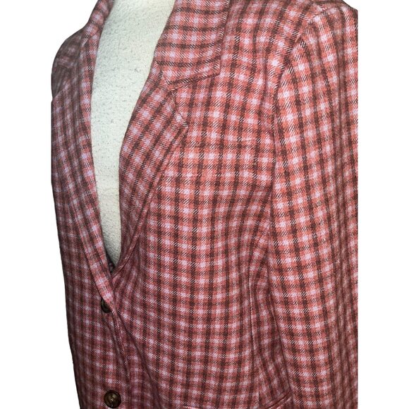 NEW Sundance Women's Blazer S Floral Lining Mauve Plaid 2-Button Office Business - Picture 3 of 8